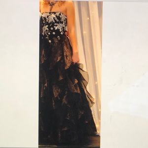 Black Strapless Ruffle Ball Gown